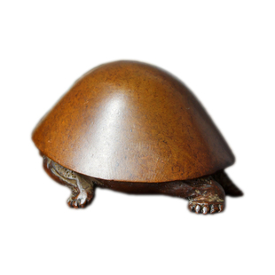 苏工实心铜元宝龟乌龟茶宠茶玩盖置日式书房镇纸文镇书桌茶桌摆件