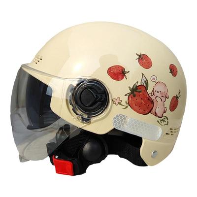 国标认证头盔电动车男女通用夏季防晒四季可用透气半盔双镜片头盔