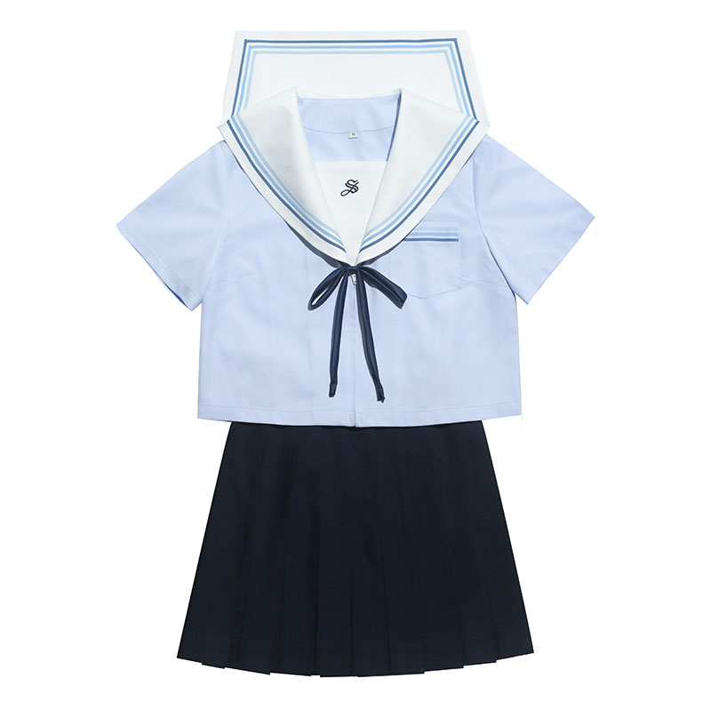车厘子jk原创 水色水手服日系学院风基础款校供制服百褶裙套装女