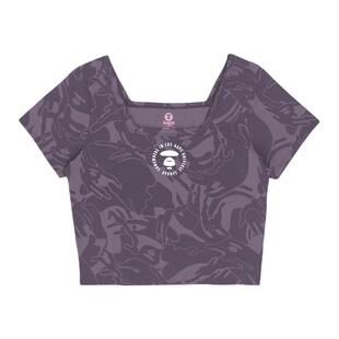 Aape旗舰店女装春夏暗纹迷彩猿人印花修身短款短袖T恤1302XXK