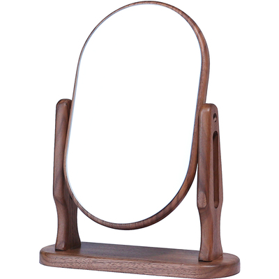 镜匠北美黑胡桃实木桌面化妆镜