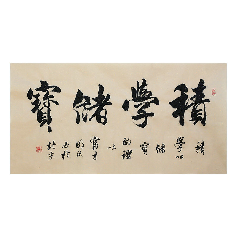 李明欣手写书法毛笔字画真迹名句原稿积学储宝挂画客厅书房装饰