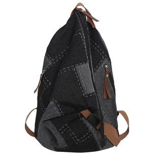 双肩包男士潮牌小众设计感大容量高中大学生书包女水洗牛仔布背包