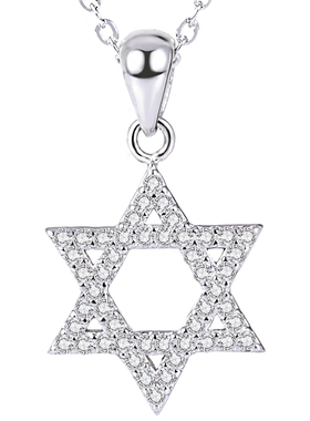 六芒星吊坠S925银项链女韩版个性简约森系学生银饰星星纯银项链女