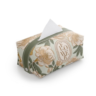 新古典花卉皮质抽纸盒抽纸袋客厅茶几办公室创意纸巾盒轻奢风高级