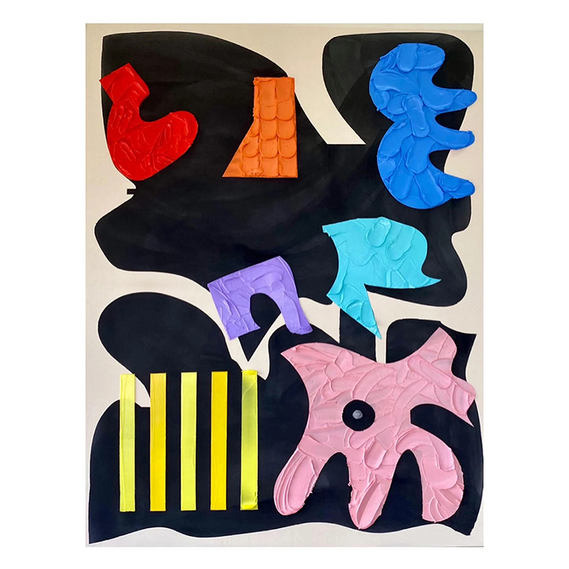 纯手绘抽象立体色块装饰画现代趣味多巴胺儿童房客厅壁画玄关壁画