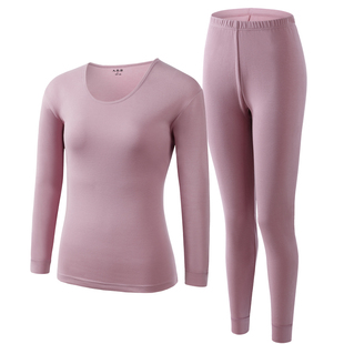 ab保暖内衣圆领纯棉刷绒打底棉毛衫裤秋衣秋裤女士低领套装K078