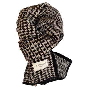 围巾2025新款今年流行爆款秋冬季保暖韩版新款加厚双面千鸟格百搭