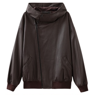 THESOONG/土耳其进口100%羊皮超轻盈肉感泡泡皮连帽皮衣外套7673