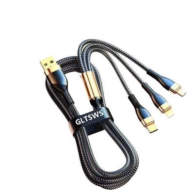 编织一拖三三合一数据线充电线超级快充快充加长适用于苹果OPPO华为荣耀小米6A多功能