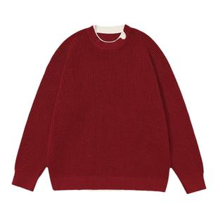 红色毛衣亲子装2026秋冬款新年拜年服一家三口四口母子母女全家福