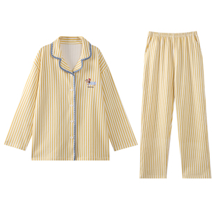 南极人睡衣女纯棉长袖开衫2025年新款学生少女秋季全棉家居服套装