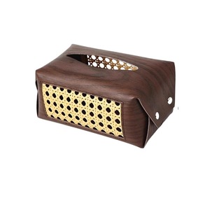 复古藤编纸巾盒高档轻奢高级感家用客厅创意中古风桌面抽纸盒卧室