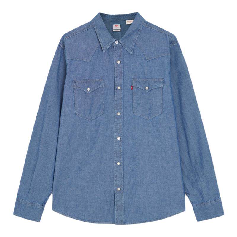 Levi's李维斯男士美式复古宽松潮流休闲百搭长袖蓝色牛仔衬衫外套