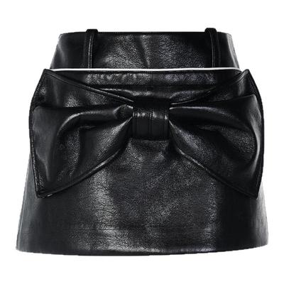 【腻腻同款】lefame拉飞姆2025秋新款酷辣风时尚PU皮蝴蝶结半裙