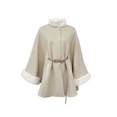 Lazy Didi雪国小狐 中世纪千金环保毛领斗篷复古外套短款毛呢大衣