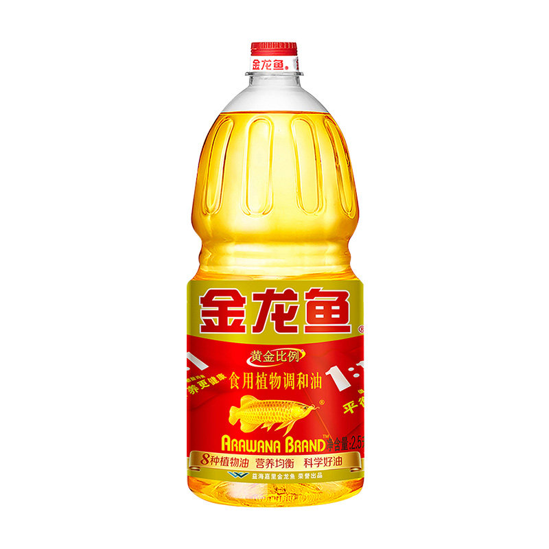 金龙鱼黄金比例调和油2.5L桶装家用食用油植物调和油2.5升植物油