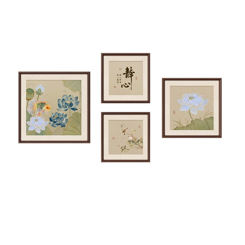 【宋氏美学】荷花鲤鱼图客厅挂画