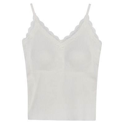 蕾丝吊带保暖背心内衣女带胸垫加绒加厚打底内搭可外穿秋冬款上衣