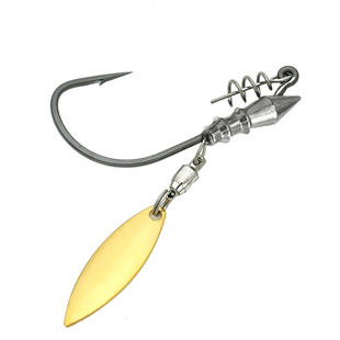 言饵钨钢火巴斯托自锁钩带柳叶旋转亮片路亚米多斯托隐形插铅铅头