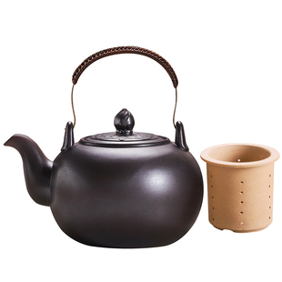 明火黑陶壶大容量陶瓷烧水壶带内胆煮茶提梁壶家用煤气养生电陶炉