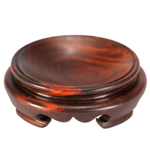 红酸枝水晶球底座 月球地球AR模型底座木质 葫芦底座凹形奇石底座