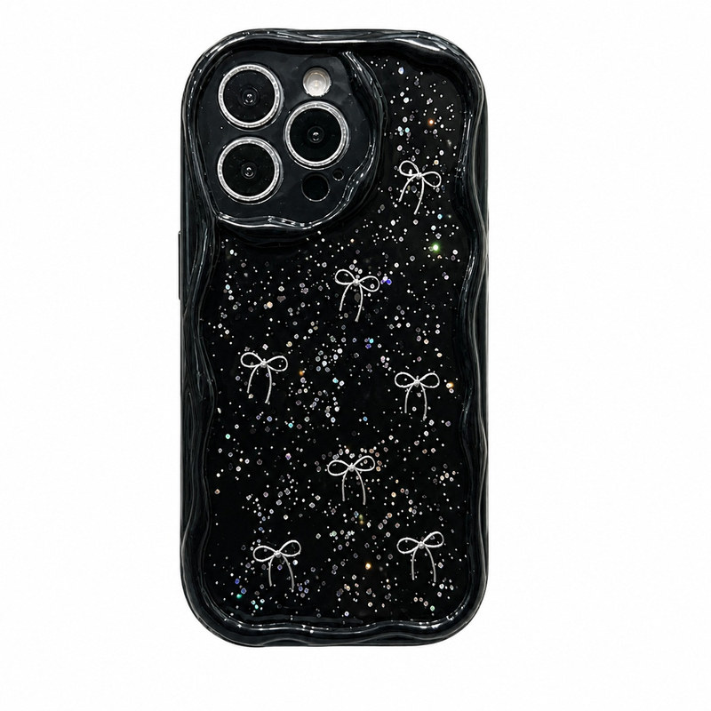 闪粉领结全包精孔苹果手机壳适用iPhone17蝴蝶结16promax防摔时尚潮流15plus加厚14保护套网红明星同款韩国风