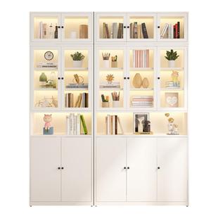 钢制书柜铁艺家用玻璃门置物儿童收纳柜落地铁皮柜展示柜酒柜书架