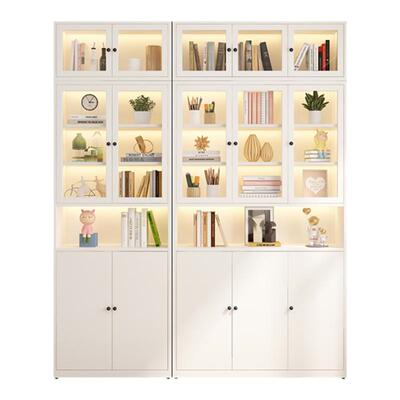 钢制书柜铁艺家用玻璃门酒柜书架