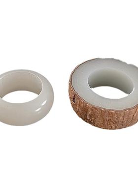 菩提果打磨戒指仿玉diy情侣抖音同款礼物半成品 送女男朋友材料包