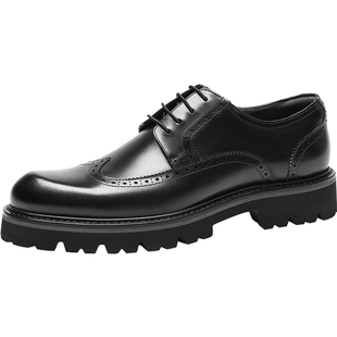 报喜鸟2026春季新款男士布洛克皮鞋真皮厚底增高商务通勤正装鞋