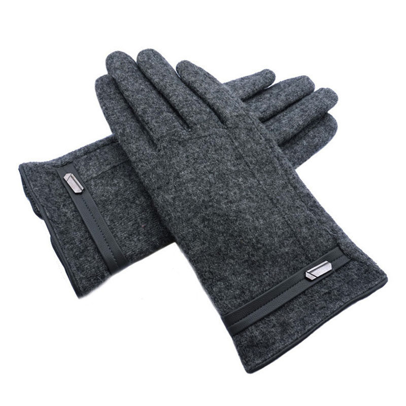 克拉斯卡 新品包邮男冬季羊毛手套 双层加绒加厚保暖触屏手套