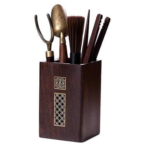 陶瓷茶道六君子组合整套装功夫茶具零配件竹茶叶茶夹子镊子实木质