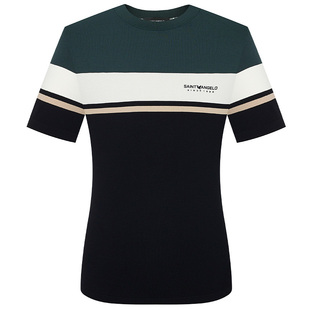 【清柔纱】报喜鸟春季新款男士生活休闲圆领T恤墨绿色短袖上衣男