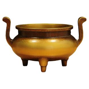 铜香炉黄铜家用室内复古线香插供佛供奉香具摆件全铜三足宣德熏炉