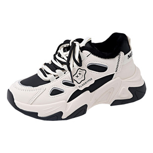 加绒老爹鞋女2024新款冬季加厚保暖防水二棉鞋显脚小运动休闲鞋子