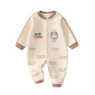 婴儿衣服秋冬夹棉连体衣早秋宝宝婴幼儿秋季保暖纯棉a类一岁9月龄