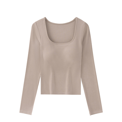 磨毛保暖带胸垫长袖打底衫