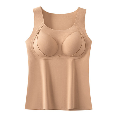 羊绒女士保暖背心带胸垫德绒内衣