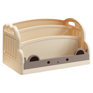 桌面书架文具收纳架置物架分隔层可爱奶油风书桌整理书立创意儿童