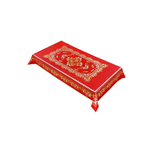 婚庆免洗防水防油大圆餐桌布转盘 防烫PVC高级感茶几喜庆红色台布