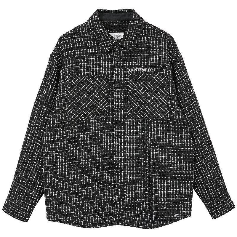 杰克琼斯夹克外套男秋装新款休闲宽松格子小香风男士衬衫上衣男装