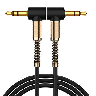 车载aux音频线弹簧弯头双头3.5mm公对公音响电脑手机汽车aux短线