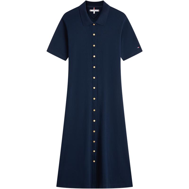 Tommy女装纯棉修身翻领连衣裙