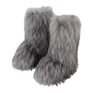 INFiniTEHF无性别造型网红毛毛靴子保暖加绒中筒靴巴黎可爱雪地靴