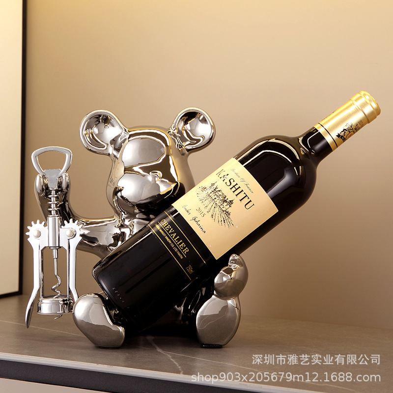乔迁新居暴力熊红酒架家居电视柜餐装饰品客厅托酒柜边酒摆件现代