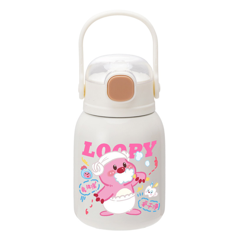 loopy小海狸水杯子女孩子大容量便携保温杯高颜值可爱露比墩墩杯