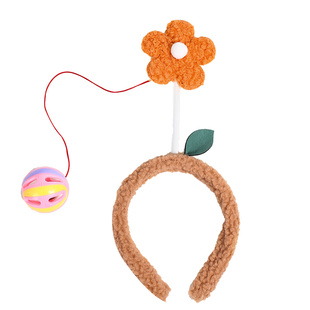 哄娃神器逗娃羊羔绒发箍摇铃球宝宝尿不湿换尿布玩具头箍发卡头饰