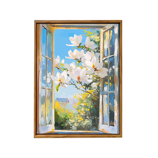 中国风玉兰花数字油画DIY花卉手工填充涂色治愈风景高级感装饰画