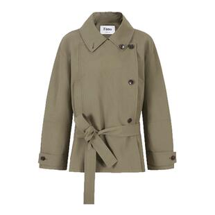 范洛Fano 造型感加宽门襟设计双排扣短款风衣外套女2026春季新款